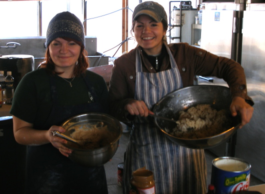 Brit and Melissa cooking