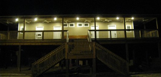 Lakeshore Bunk House at night