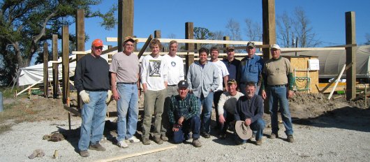 Green Valley Baptist Church sets the pilings for the new bunk house