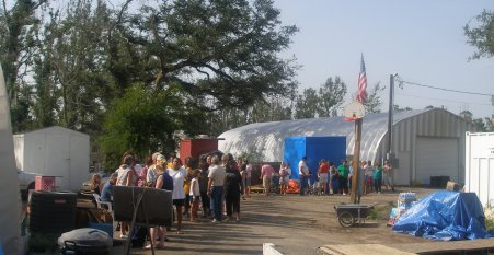 a line forms awaiting our distribution center's morning opening