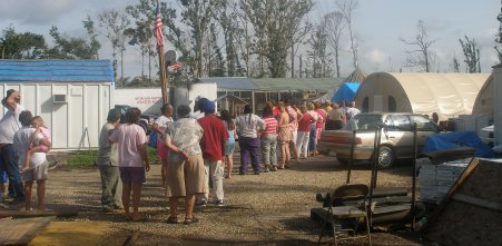 a line forms awaiting our distribution center's morning opening