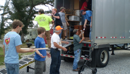 unloading truck